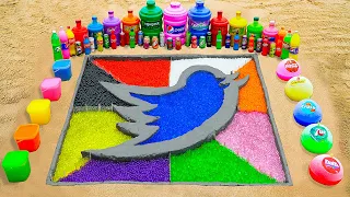 How to make Rainbow Twitter logo with Orbeez, Balloons of Fanta, Pepsi, Coca Cola vs Mentos & Sodas