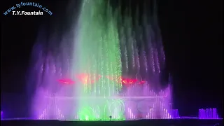 rainbow fountain with laser effect, musical dancing fountain