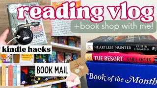 BOOKSTORE, READING VLOG, KINDLE HACKS | + read and unbox book mail with me! (comfort/cozy vlog) 📚