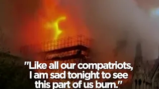 Fire burns through the Cathedral of Notre Dame in Paris