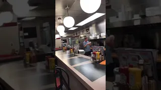 Guy cooked his own food at a seemingly abandoned Waffle House.