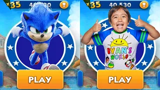 Sonic Dash vs Tag with Ryan Red Titan - Movie Sonic vs All Bosses Eggman Zazz - Mobile Gameplay Run