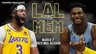 Los Angeles Lakers vs Memphis Grizzlies Full Game Highlights | Mar 7 | 2023 NBA Season