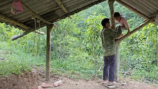 Father and son have finished building the house