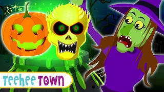 Once There Lived Creepy Witch + Spooky Scary Skeleton Songs For Kids |  Teehee Town