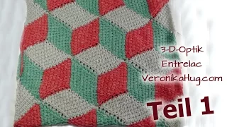 Entrelac Pillowcase Diamonds with 3D effect   Part 1