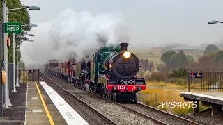 [4K] 3526, 3642 Australian Steam Locomotives & Streamliner 4201 POWER through Douglas Park NSW