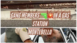 GANG MEMBERS CATCH EACHOTHER SLIPPING IN A GAS STATION IN MONTEBELLO..MY REACTION😳👀🔫💥