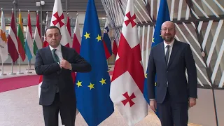 President Charles Michel welcomes Prime Minister Irakli Garibashvili in EU Council in Brussels