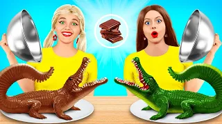 Tantangan Makanan Asli vs Coklat | Perang Lucu Coklat oleh X-Challenge