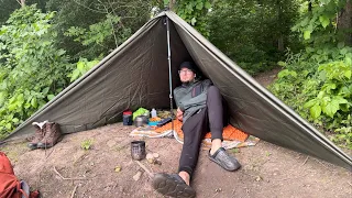 Solo Hike and Cook - BBQ Steak Burritos | Relaxing Rain Camping