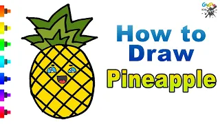 How to Draw a Cartoon Pineapple for kids - Easy Drawing