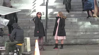 Melissa Benoist, Chyler Leigh and Caity Lotz rehearsal - Supergirl 2017 Arrowverse crossover scene