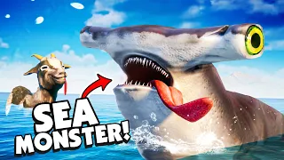 I Became A GIANT SEA MONSTER And Crushed Humans - in Goat Simulator 3