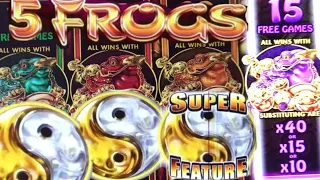 ★A BIG WIN BROUGHT BY A BROKEN MACHINE★5 FROGS Slot (Aristocrat) Mystery Bonus Choice Only !☆栗スロ