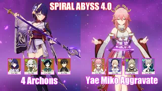 4 Archons & C0 Yae Miko Aggravate | Spiral Abyss 4.0 | Genshin Impact