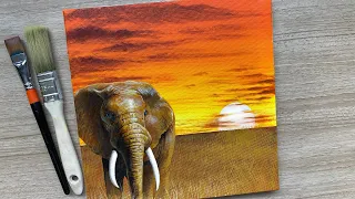 How to paint sunset / Easy Acrylic Painting for beginners / Daily Challenge #95