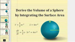 Derive the Volume of a Sphere Using Integrating the Surface Area