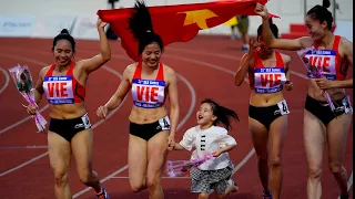 Đường chạy 4x400M nữ: Các cô gái Việt Nam bỏ xa Thái Lan, bảo vệ thành công HCV SEA Games