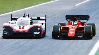 Ferrari F1 2022 F1-75 vs Porsche 919 EVO at Monza GP (4K 60 FPS)