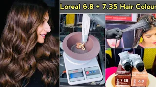 Loreal 6.8 + 7.35 / Mocha Dark Blonde + Mahogany Golden Blonde Hair Colour full Practical in Hindi