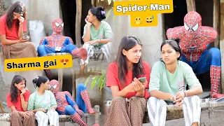 real spider man 🕷️ prank on girlfriend 😂 |  extremely funny 🤣 sasta Spider-Man  @veersamratvlog
