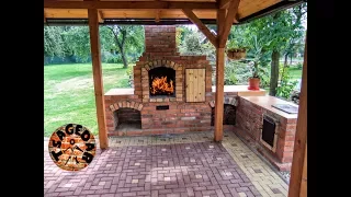 DIY building outdoor fireplace with smoker and grill & BBQ