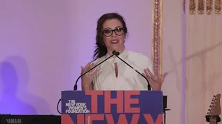 Alyssa Milano accepts her award at The New York Women's Foundation's Radical Generosity Gala