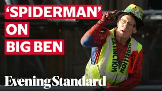 'Spiderman' scales Big Ben scaffolding with anti-lockdown banner