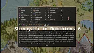 Shinuyama in Dominions 6: Changes and New Considerations