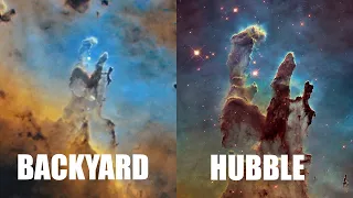 Hubble vs. Backyard Telescope - Pillars of Creation (Eagle Nebula) #shorts