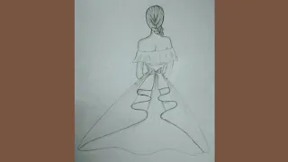 How to draw a girl with beautiful dress for beginners || Pencil Sketch || Drawing Tutorial