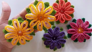 flor de crochê para aplicação fácil 🌼 (Flor margarida) passo a passo