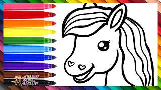 Comment Dessiner un Cheval 🐴 Dessiner et Colorier un Mignon Cheval 🐎🌈 Dessins Pour Enfants