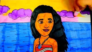 How To Draw Moana | Kids Coloring Page | Disney Princess Moana