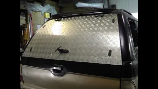 Алюминиевый лист за место стекла на кунг  Mitsubishi L200.