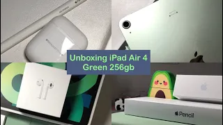 Unboxing iPad Air 4 💚 GREEN (256gb) + accessories✨l back to school 2021 l แกะกล่องiPad+หูฟัง+ปากกา