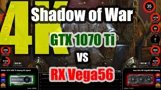 Middle-earth: Shadow of War (4K) - GeForce GTX 1070 Ti vs Radeon RX Vega56