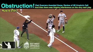 Vlad Guerrero Awarded Home on Obstruction at Third Base in Tigers-Jays Game & Umpire Interference