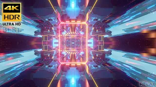 4K Iillustration sci-fi bridge Neon Tunnel Motion  l Loop Screensaver