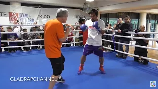 Open Media Training - Manny Pacquiao hits the pads with Freddie Roach in Brisbane #PacHorn