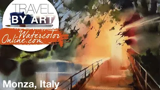 #131 Travel By Art, Ep. 6: The Sunset in Monza, Italy (Watercolor Landscape Tutorial)