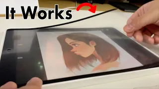Drawing with a Paper Magnetic Screen Protector Over Tempered Glass on iPad