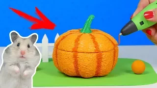 ДОМ ДЛЯ ХОМЯКА 🐹 | РИСУЮ КОРМУШКУ В ВИДЕ ТЫКВЫ 3D РУЧКОЙ | РУМ ТУР БОЛЬШОЙ ДОМ ДЛЯ ХОМЯКА DIY