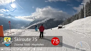 Skiing Mayrhofen - Ski Slope 75 - Skiroute to Eggalm | Zillertal 3000 | With GPS Telemetry