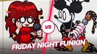 How To DRAWING Friday Night Funkin x Mickey Mouse MODS Whos the Winner ??? #DRAWING