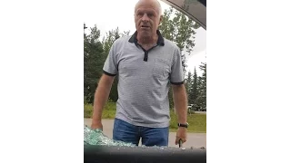 Psycho Old Man Smashes Windows Out With Baton