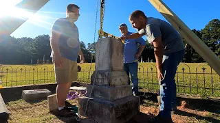 FIXING 134 YEAR OLD GRAVE STONE BEFORE IT FALLS OVER! HEADSTONE RESTORATION