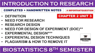Introduction to Research (complete) || Ch 2 Unit 3 || biostatistics and research methodology 8th sem