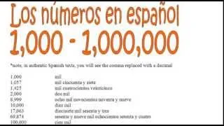 Spanish Lesson: Numbers 1,000 to 1,000,000 One Thousand to One Million